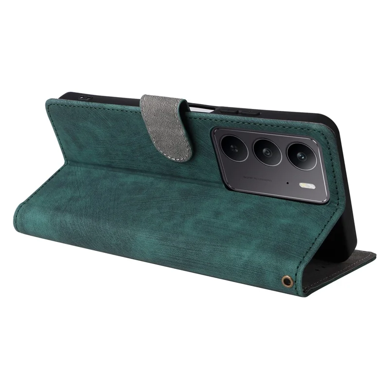 Wallet Phone Case for Realme 14x 5G / V60 Pro 5G / C75 4G RFID Blocking PU Leather Cover Stand View - Green