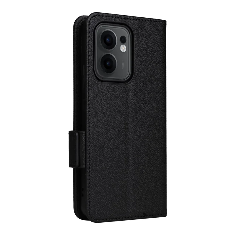 Para Oppo Reno13 F 5G / 4G Capa Textura de Litchi Carteira de Couro PU Flip Phone Cover - Preto