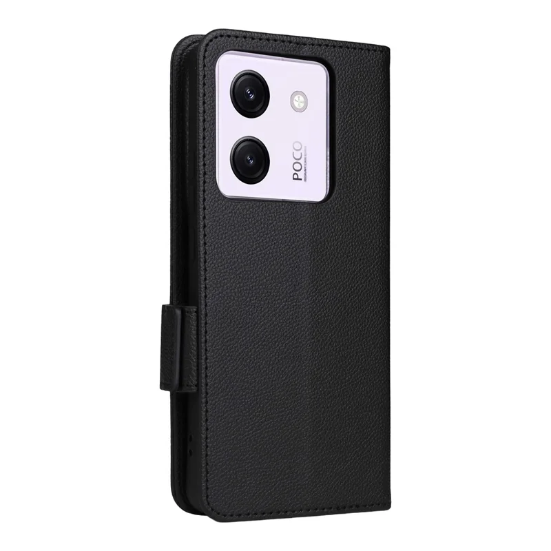 For Xiaomi Poco M7 Pro 5G Case with Wrist Strap Litchi Texture PU Leather Wallet Phone Cover - Black