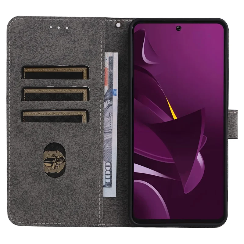 Étui portefeuille pour Xiaomi Poco M7 Pro 5G Blocage RFID Étui en cuir PU Support Vue - Noir