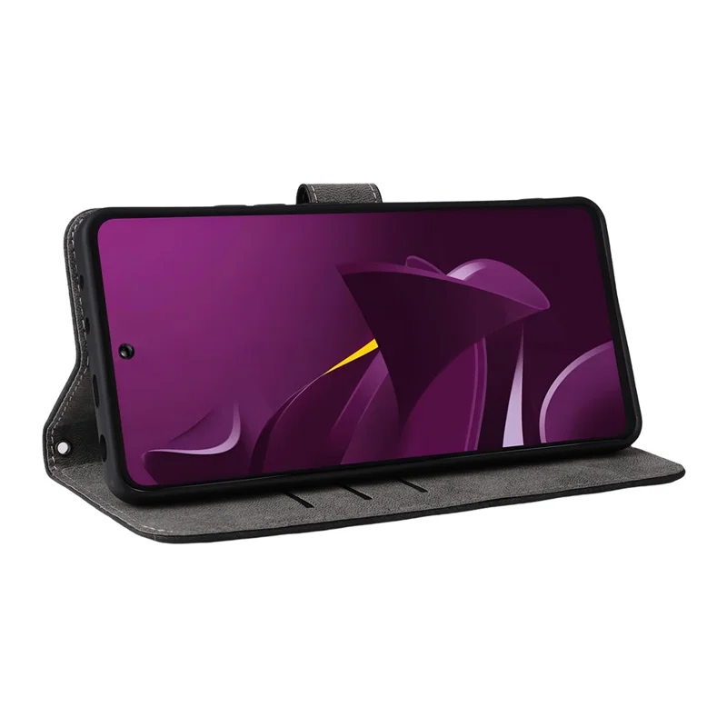 Étui portefeuille pour Xiaomi Poco M7 Pro 5G Blocage RFID Étui en cuir PU Support Vue - Noir