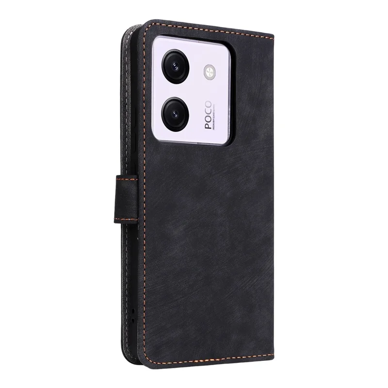 Étui portefeuille pour Xiaomi Poco M7 Pro 5G Blocage RFID Étui en cuir PU Support Vue - Noir