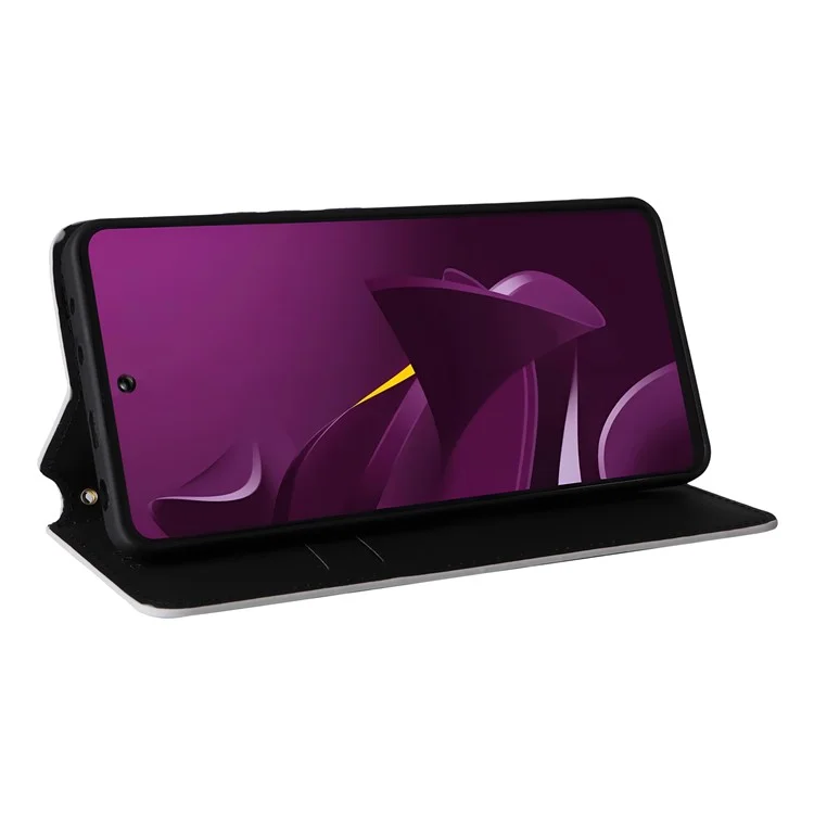 Für Xiaomi Poco M7 Pro 5G Geldbörsen-Hülle Rauten-Muster Geprägtes Leder Handyhülle - Silber