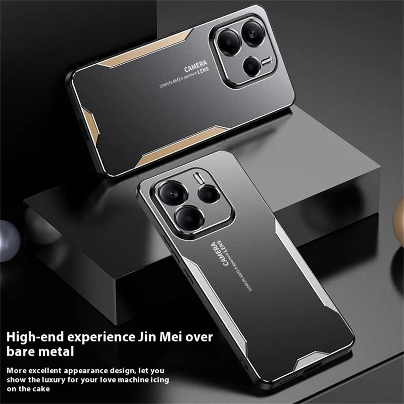 For Xiaomi Redmi Note 14 5G Phone Case Aluminium Alloy TPU PC Back Cover - Silver