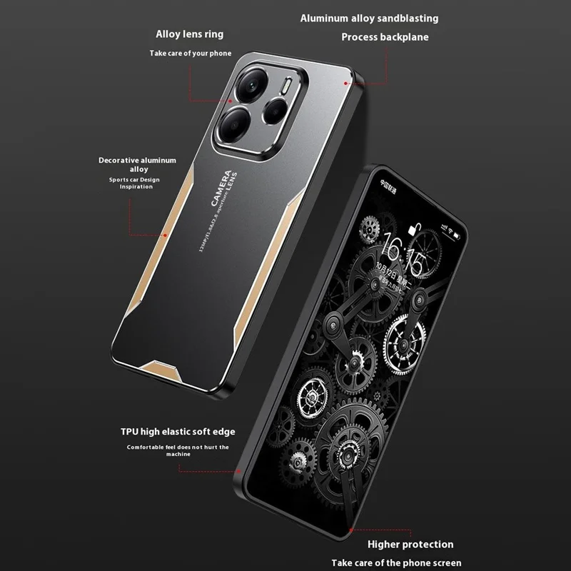 For Xiaomi Redmi Note 14 5G Phone Case Aluminium Alloy TPU PC Back Cover - Silver