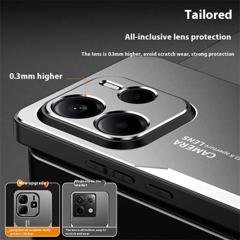For Xiaomi Redmi Note 14 5G Phone Case Aluminium Alloy TPU PC Back Cover - Silver
