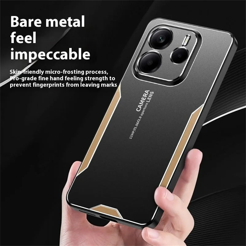 For Xiaomi Redmi Note 14 5G Phone Case Aluminium Alloy TPU PC Back Cover - Silver