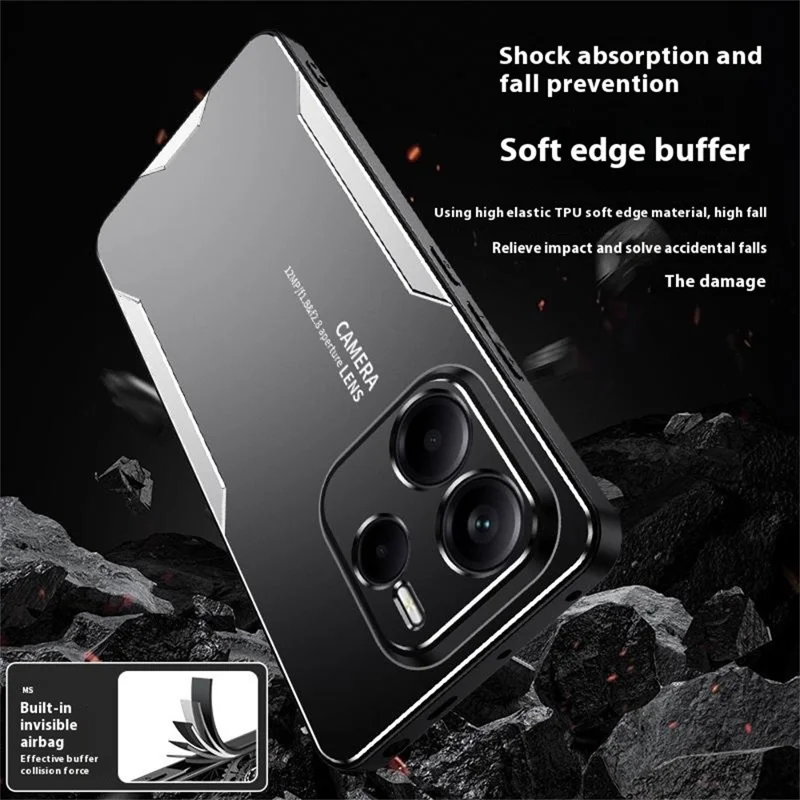For Xiaomi Redmi Note 14 5G Phone Case Aluminium Alloy TPU PC Back Cover - Blue