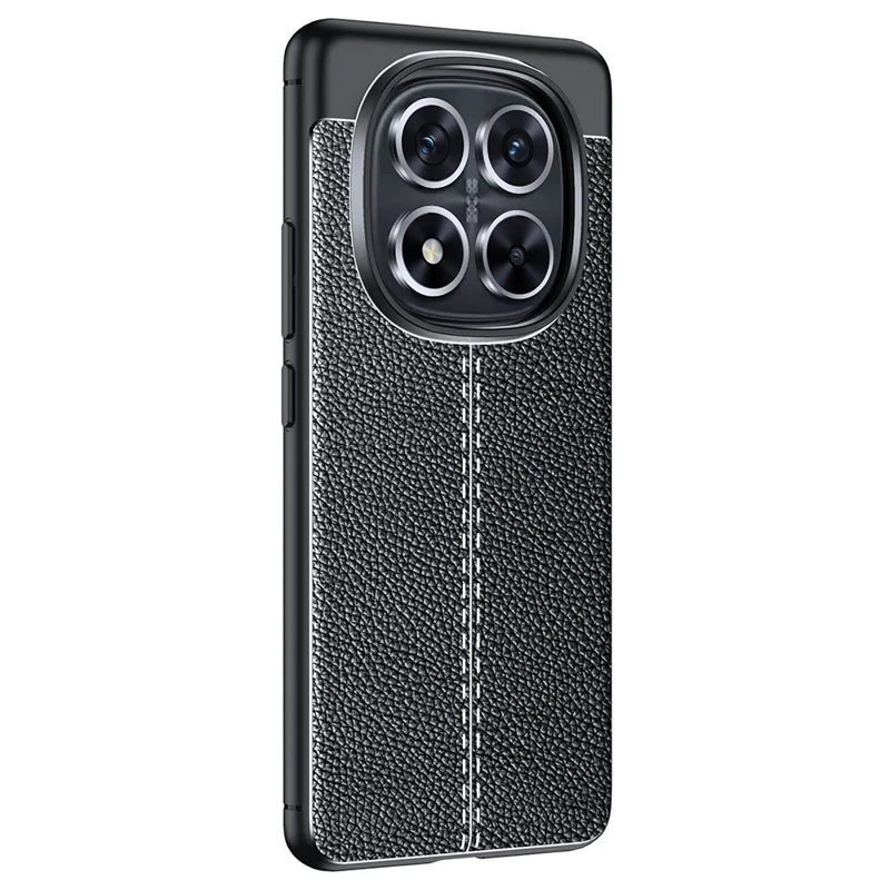 Til Xiaomi Redmi Note 14 Pro+ 5G / Note 14 Pro 5G / Poco X7 5G Taske med Litchi-struktur i TPU, Fleksibel Telefonbeskyttelse, Sort