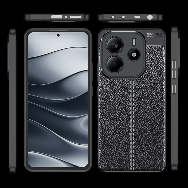 For Xiaomi Redmi Note 14 5G Case Litchi Texture TPU Flexible Phone Cover, Black