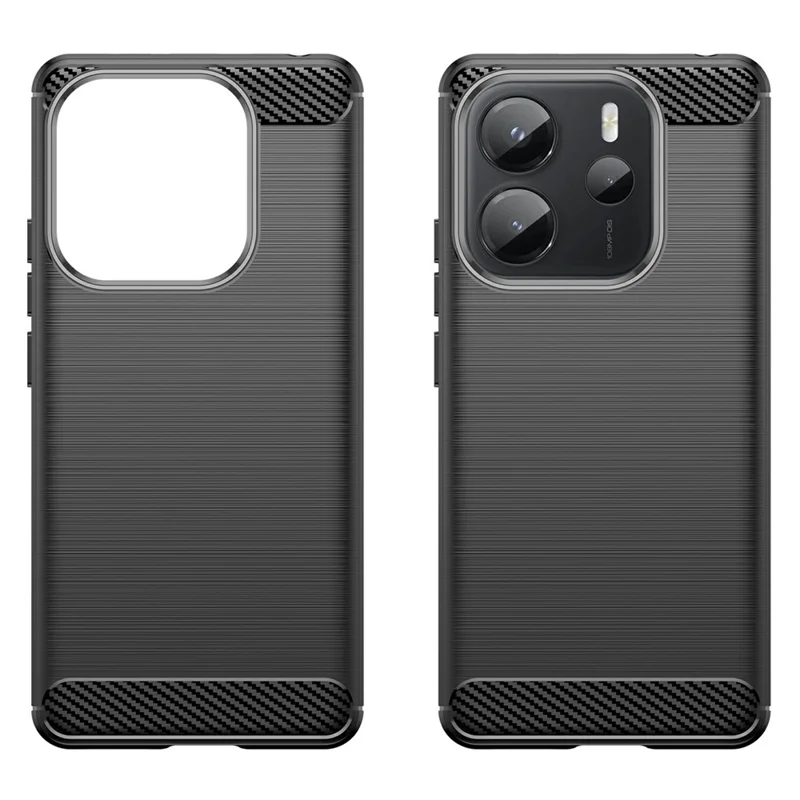 Чехол для Xiaomi Redmi Note 14 4G, защитный чехол с текстурой углеродного волокна, с шлифованной отделкой - черный
