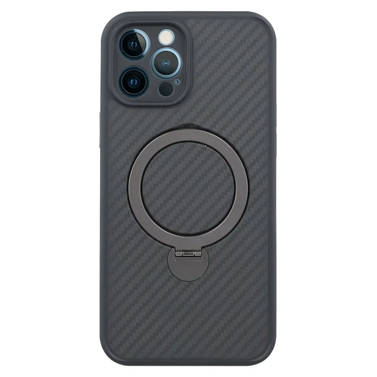 For iPhone 12 Pro Max Case Compatible with MagSafe Kickstand TPU + PC Phone Cover Carbon Fiber Texture
