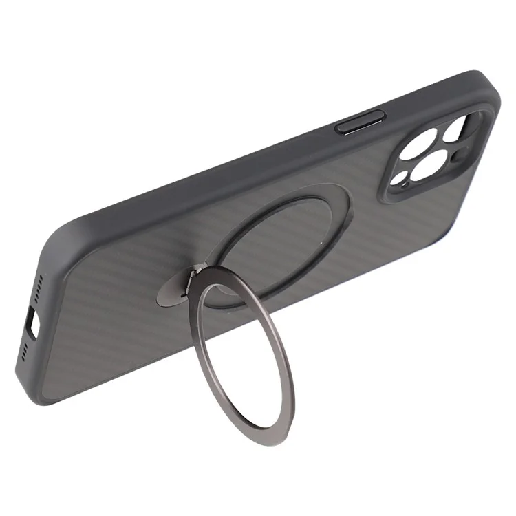 For iPhone 12 Pro Max Case Compatible with MagSafe Kickstand TPU + PC Phone Cover Carbon Fiber Texture