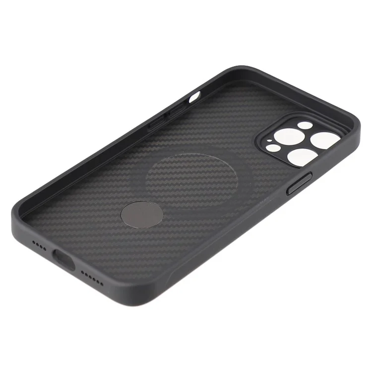 For iPhone 12 Pro Max Case Compatible with MagSafe Kickstand TPU + PC Phone Cover Carbon Fiber Texture