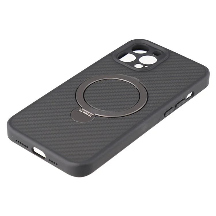 For iPhone 12 Pro Max Case Compatible with MagSafe Kickstand TPU + PC Phone Cover Carbon Fiber Texture