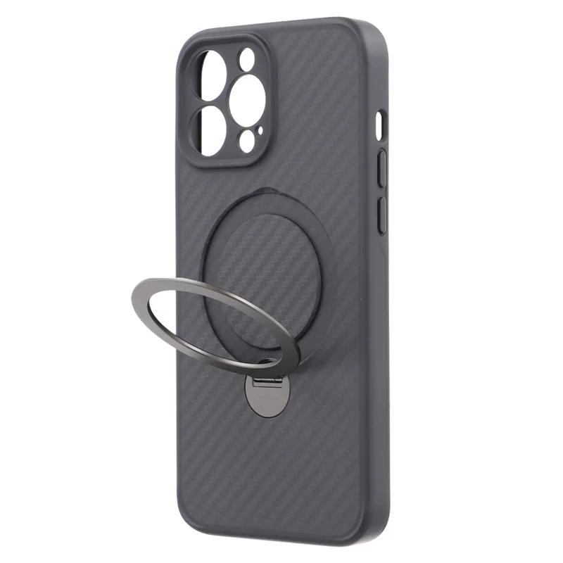 For iPhone 13 Pro Max Case Compatible with MagSafe Kickstand TPU + PC Phone Cover Carbon Fiber Texture