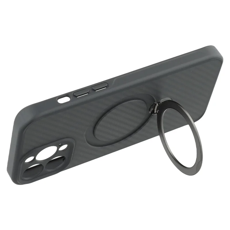 For iPhone 13 Pro Max Case Compatible with MagSafe Kickstand TPU + PC Phone Cover Carbon Fiber Texture