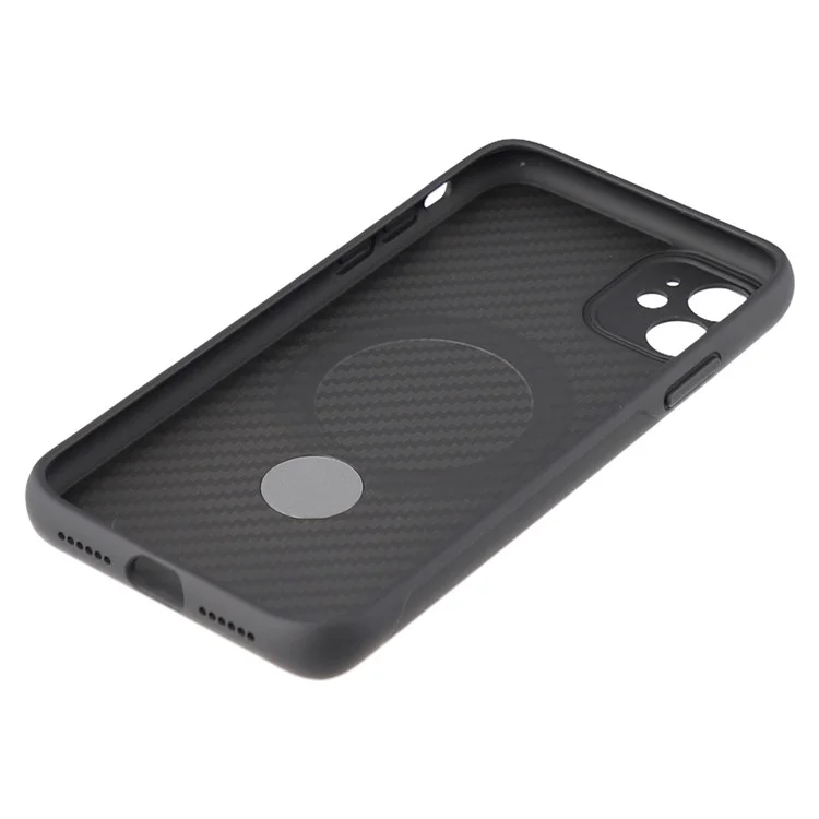 For iPhone 11 Case Compatible with MagSafe Kickstand TPU + PC Phone Cover Carbon Fiber Texture