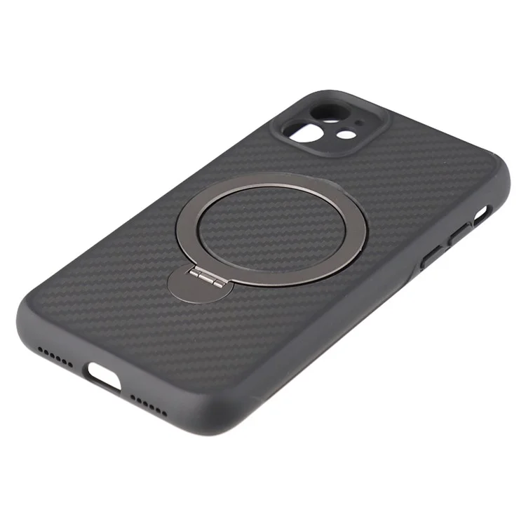 For iPhone 11 Case Compatible with MagSafe Kickstand TPU + PC Phone Cover Carbon Fiber Texture