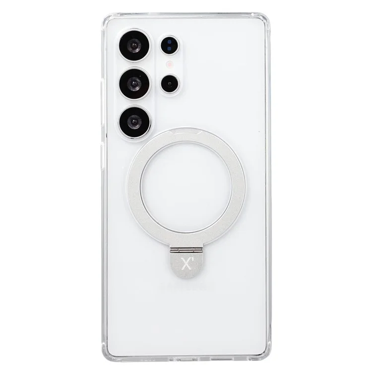 X-LEVEL PITHY STONE II For Samsung Galaxy S25 Ultra Magnetic Case PC+TPU Back Cover with Kickstand - Transparent