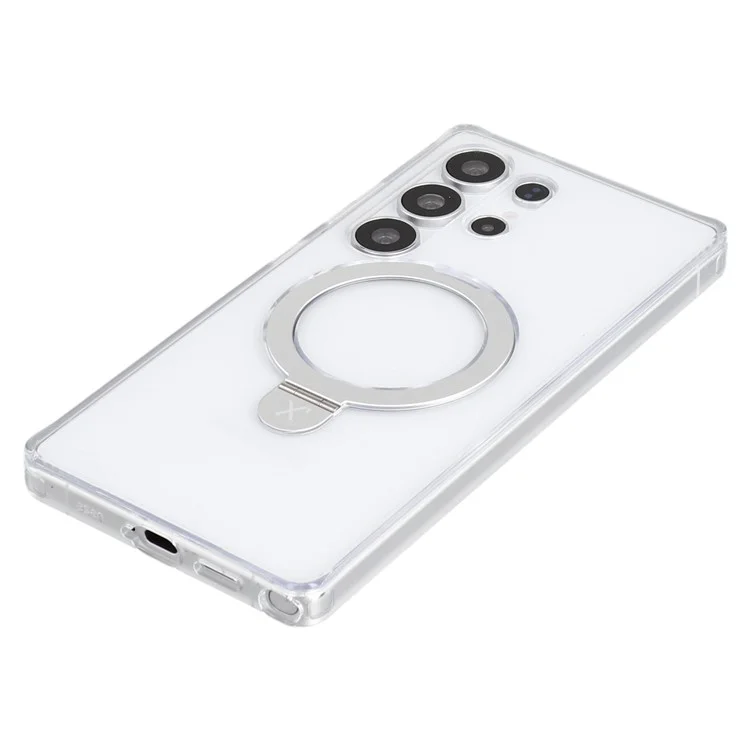 X-LEVEL PITHY STONE II For Samsung Galaxy S25 Ultra Magnetic Case PC+TPU Back Cover with Kickstand - Transparent