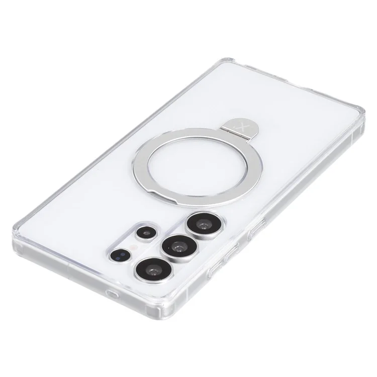 X-LEVEL PITHY STONE II For Samsung Galaxy S25 Ultra Magnetic Case PC+TPU Back Cover with Kickstand - Transparent