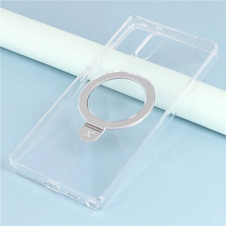 X-LEVEL PITHY STONE II For Samsung Galaxy S25 Ultra Magnetic Case PC+TPU Back Cover with Kickstand - Transparent