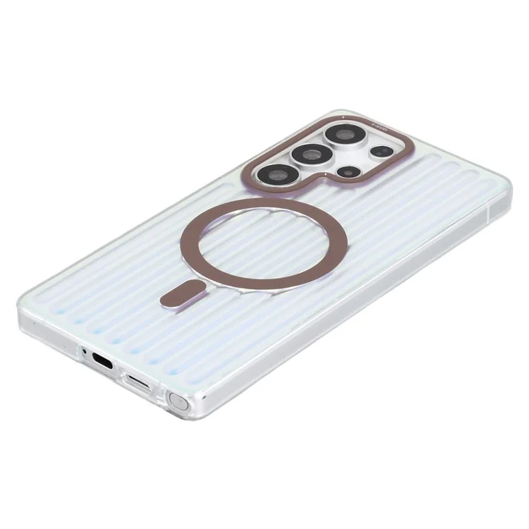 X-LEVEL For Samsung Galaxy S25 Ultra Case Compatible with MagSafe Corrugated Texture PC + TPU Phone Cover - Desert Gold