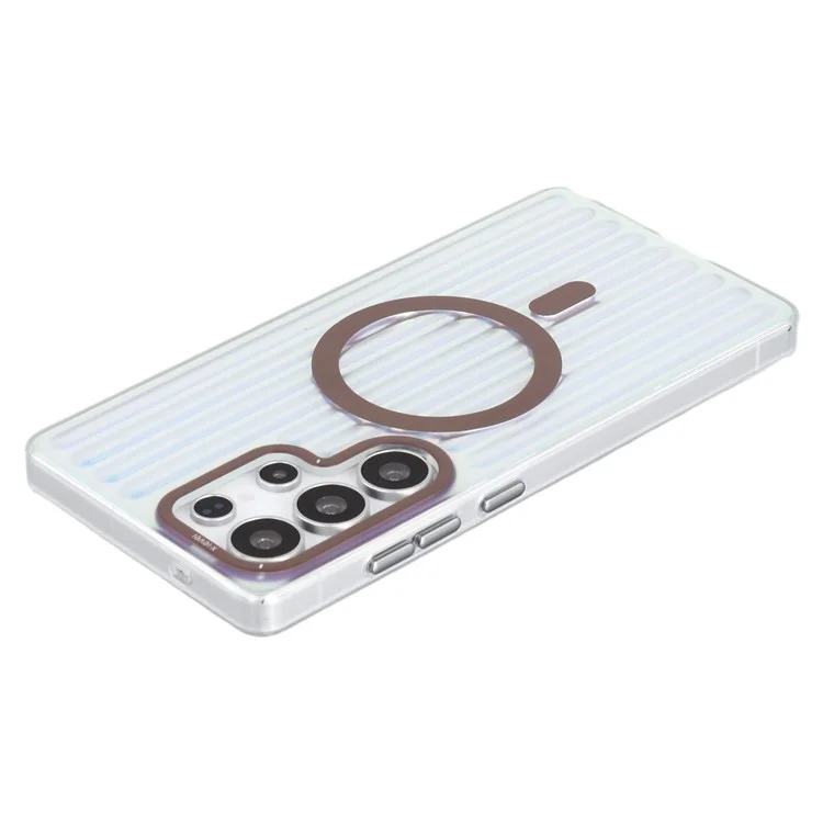 X-LEVEL For Samsung Galaxy S25 Ultra Case Compatible with MagSafe Corrugated Texture PC + TPU Phone Cover - Desert Gold