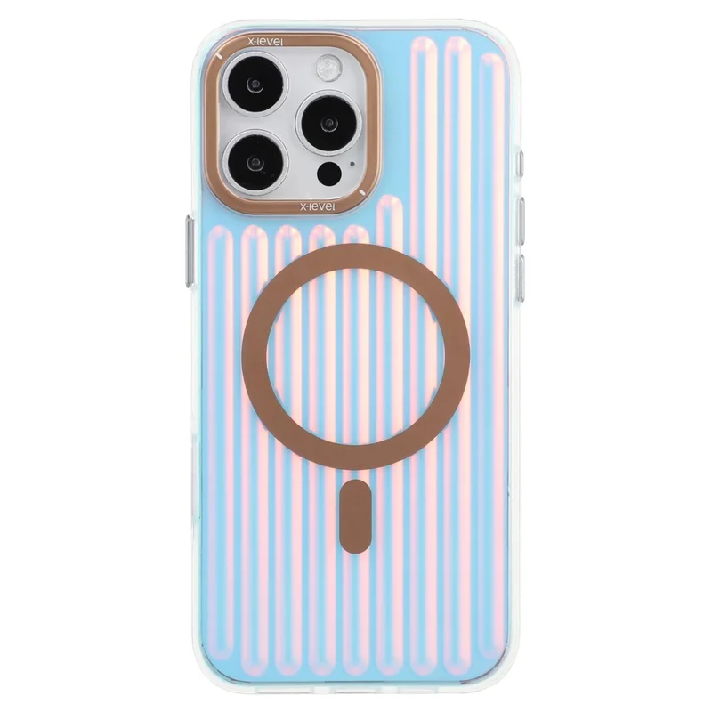 X-LEVEL For iPhone 16 Pro Case Compatible with MagSafe Corrugated Texture PC + TPU Phone Cover - Desert Gold