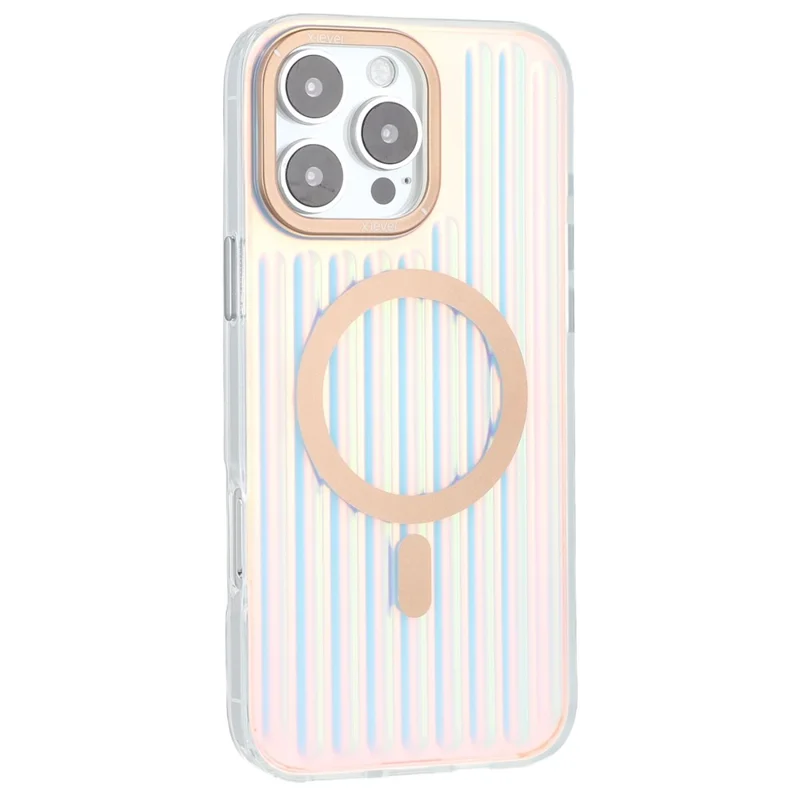 X-LEVEL For iPhone 16 Pro Case Compatible with MagSafe Corrugated Texture PC + TPU Phone Cover - Desert Gold