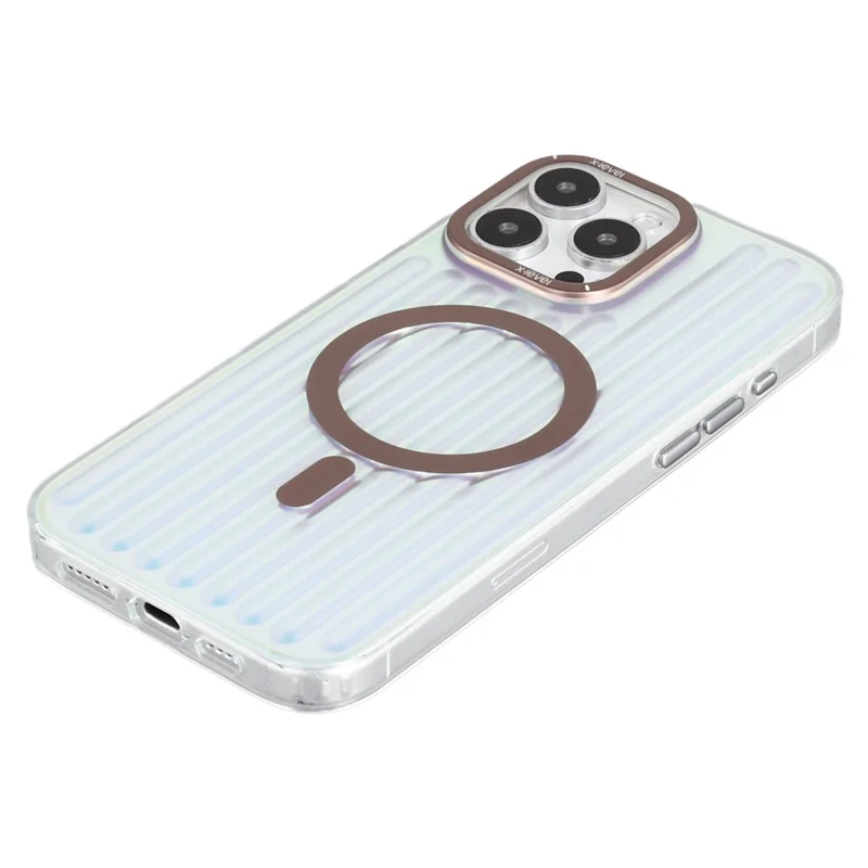 X-LEVEL For iPhone 16 Pro Case Compatible with MagSafe Corrugated Texture PC + TPU Phone Cover - Desert Gold