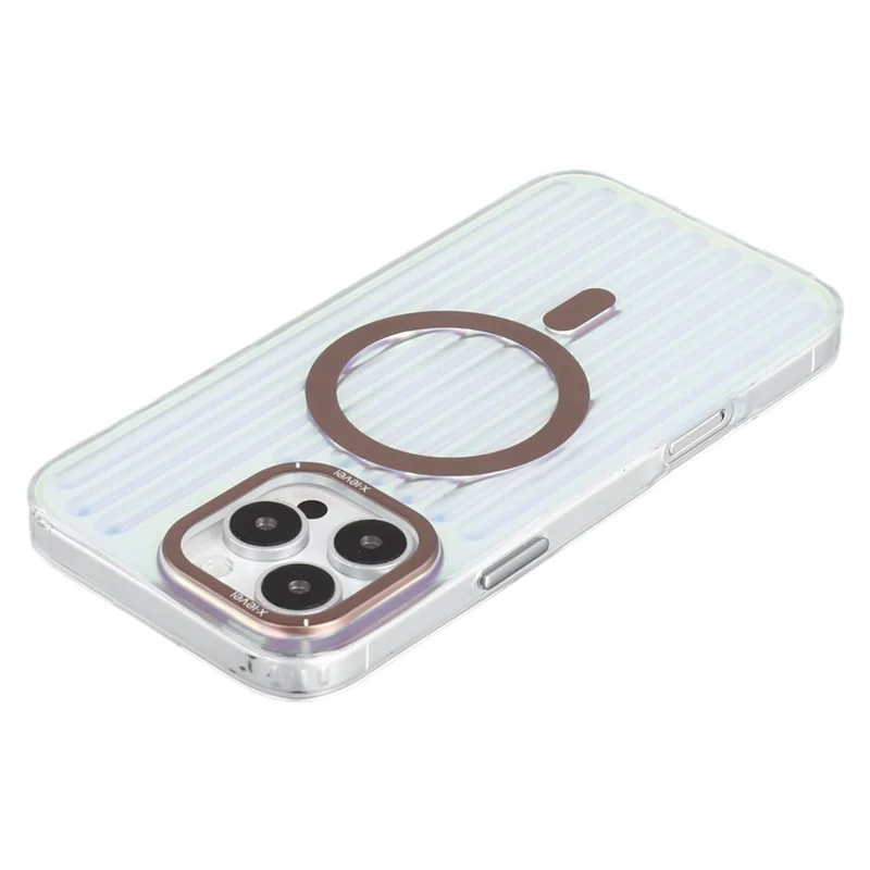 X-LEVEL For iPhone 16 Pro Case Compatible with MagSafe Corrugated Texture PC + TPU Phone Cover - Desert Gold