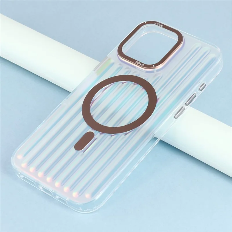 X-LEVEL For iPhone 16 Pro Case Compatible with MagSafe Corrugated Texture PC + TPU Phone Cover - Desert Gold