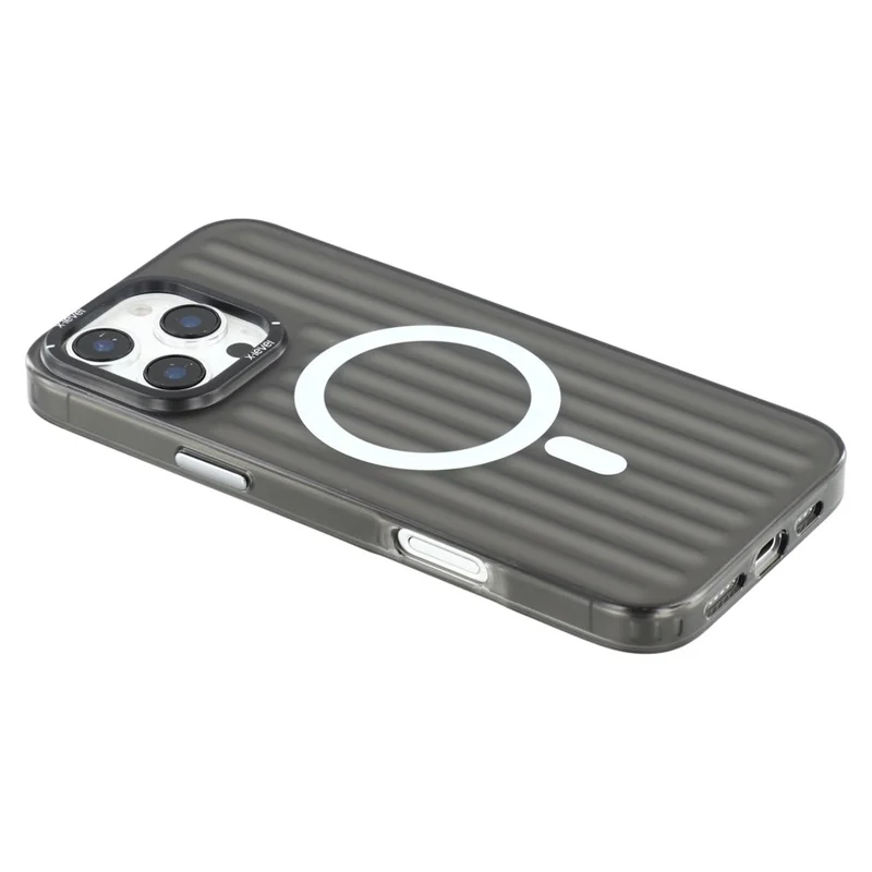 X-LEVEL Pour Coque iPhone 16 Pro Compatible avec MagSafe Texture Ondulée PC + TPU Étui de Protection - Noir