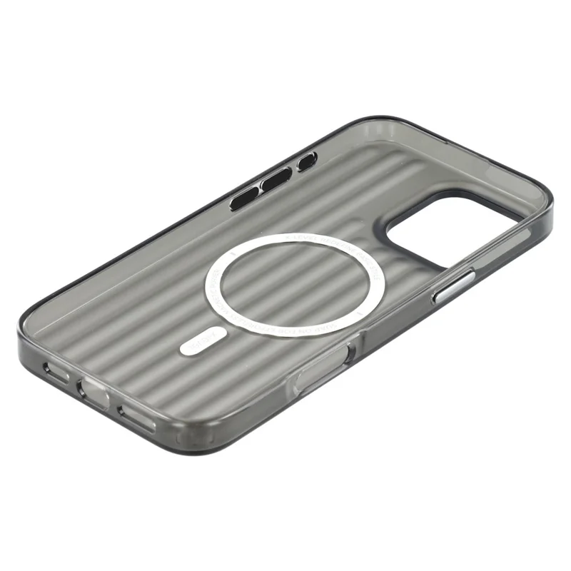 X-LEVEL Pour Coque iPhone 16 Pro Compatible avec MagSafe Texture Ondulée PC + TPU Étui de Protection - Noir