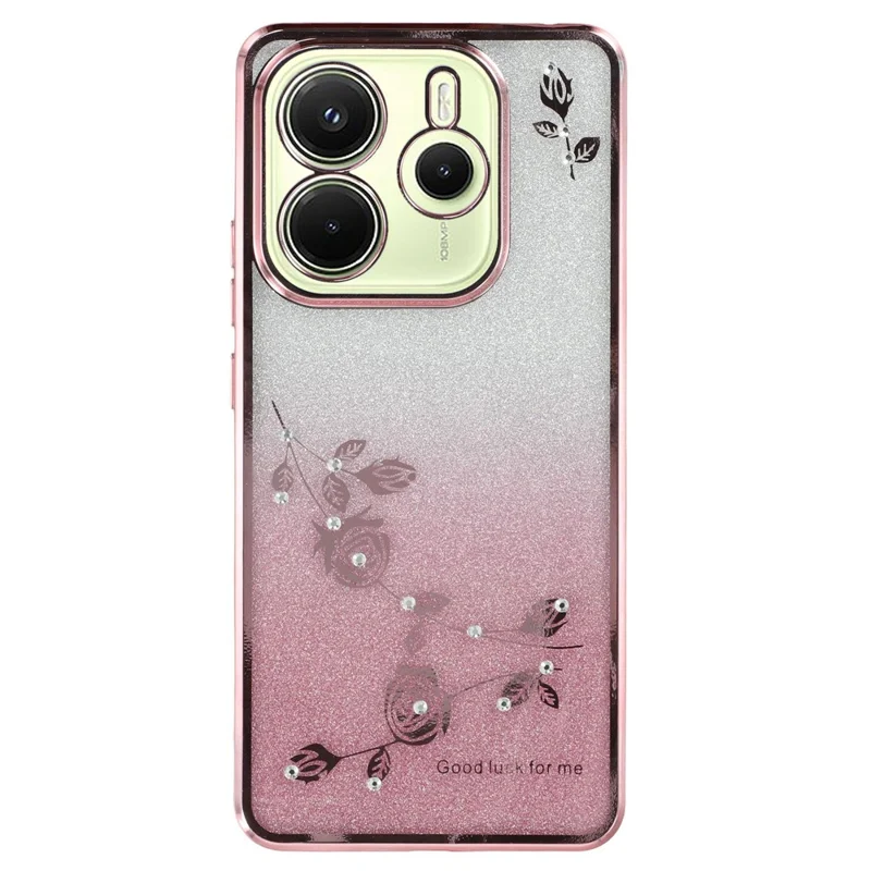 Capa KADEM para Xiaomi Redmi Note 14 4G Modelo Floral - TPU Flexível com Acabamento Degradê em Ouro Rosa