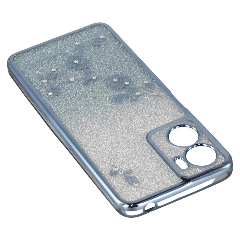 KADEM Pour Motorola Moto G05 4G / E15 4G Étui Motif Floral TPU Dégradé Housse de Téléphone avec Lanières - Bleu