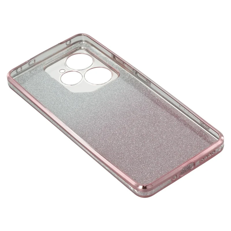 KADEM For Realme Neo7 5G Case Ring Kickstand TPU Flowers Phone Cover Gradient Glitter - Rose Gold