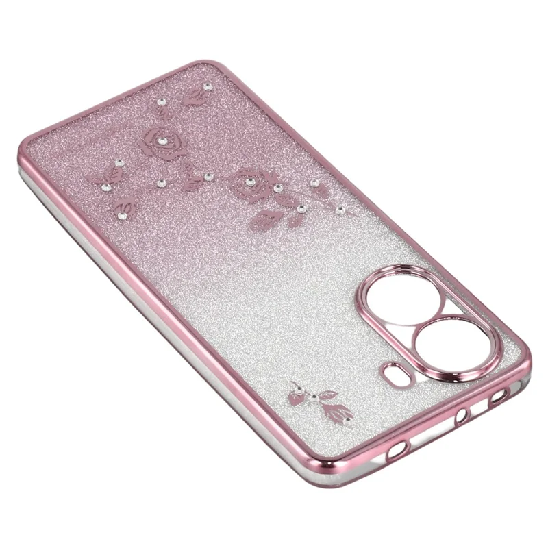 KADEM voor Xiaomi Poco X7 Pro 5G hoesje met bloemenpatroon TPU gradient telefoonhoesje met lanyards - Roze goud