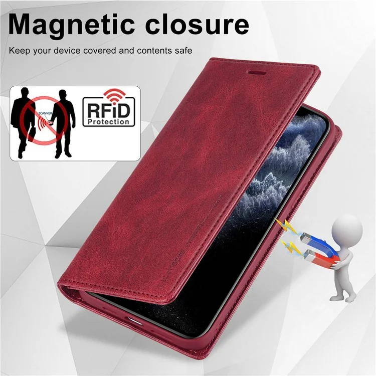 Lc. Copertina Del Telefono Cellulare Imeeke Per Iphone 11 Pro Max 6,5 Pollici, RFID Blocking Magnetic Auto Closing PU Leather Phone Wallet Stand - Rosso