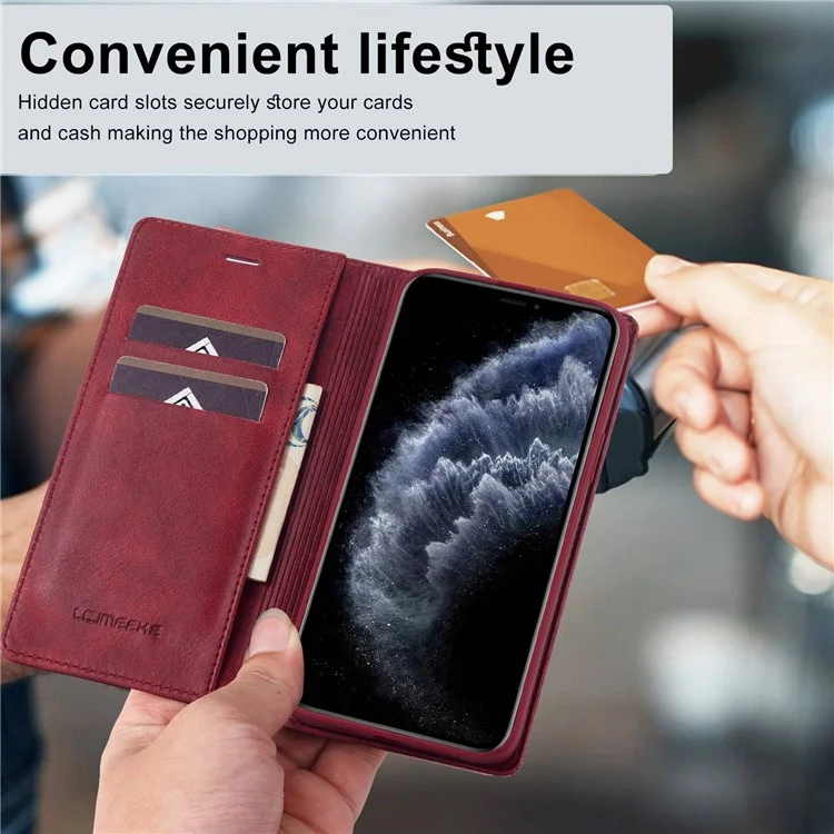 Lc. Copertina Del Telefono Cellulare Imeeke Per Iphone 11 Pro Max 6,5 Pollici, RFID Blocking Magnetic Auto Closing PU Leather Phone Wallet Stand - Rosso