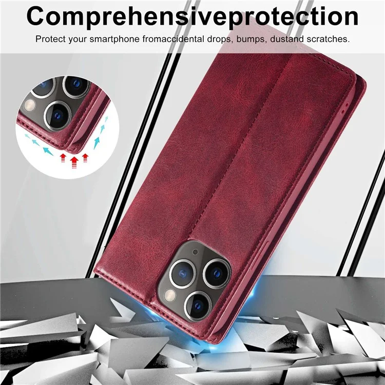 Lc. Copertina Del Telefono Cellulare Imeeke Per Iphone 11 Pro Max 6,5 Pollici, RFID Blocking Magnetic Auto Closing PU Leather Phone Wallet Stand - Rosso