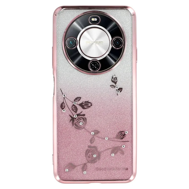 KADEM For Wiko Hi Enjoy 70 Plus 5G Case Flower TPU Flexible Gradient Phone Cover - Rose Gold