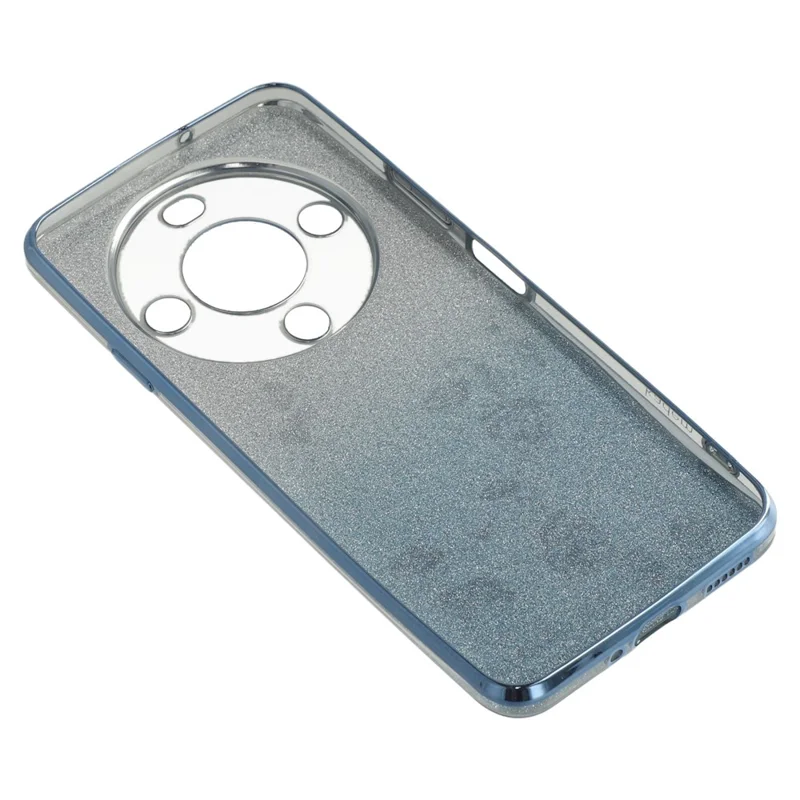 KADEM For Wiko Hi Enjoy 70 Plus 5G Case Ring Kickstand TPU Flowers Phone Cover Gradient Glitter - Blue