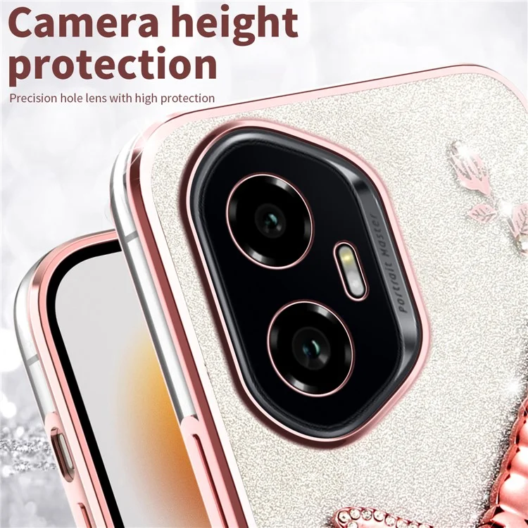 KADEM For Honor 300 Funda Dragonfly Kickstand TPU Flores Purpurina Funda de Teléfono - Púrpura