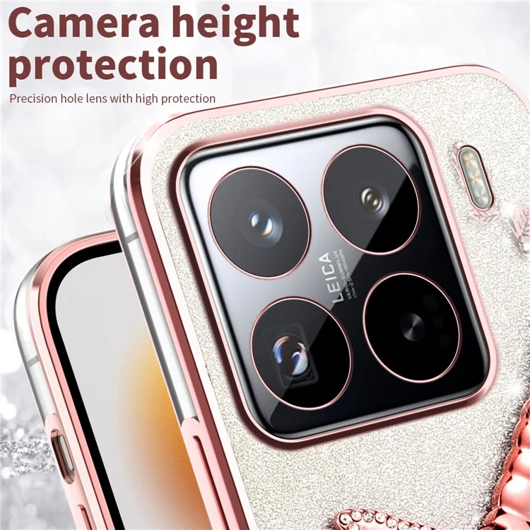 KADEM Per Xiaomi 15 Pro Custodia Dragonfly Kickstand TPU Fiori Glitter Cover per Telefono - Blu