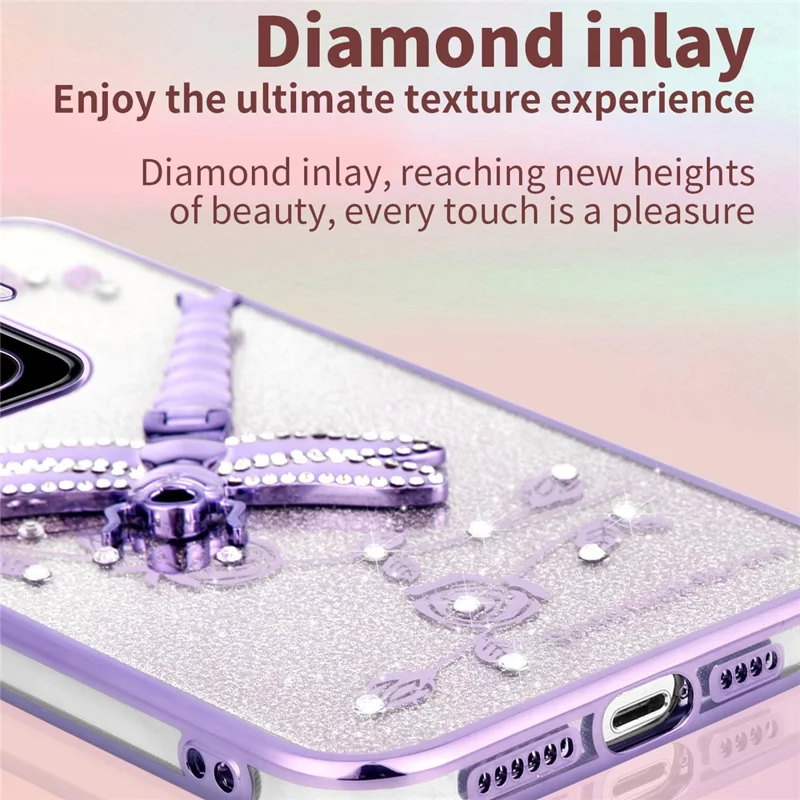 KADEM For Xiaomi 15 Case Dragonfly Kickstand TPU Flowers Glitter Phone Cover - Pink