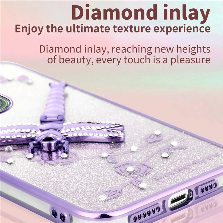 KADEM pour Honor X6b 4G Étui Libellule Support Béquille TPU Fleurs Paillettes Housse de Téléphone - Rose