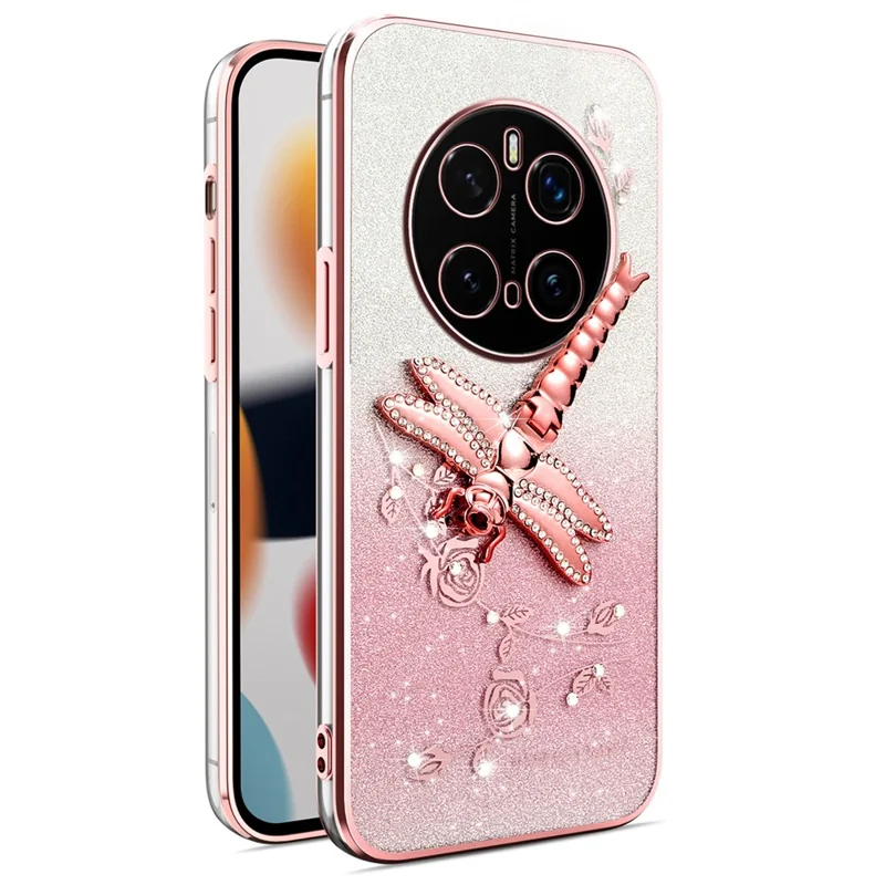 Funda KADEM para Honor Magic7 Pro 5G con Soporte Tipo Libélula, TPU con Flores y Purpurina - Rosa